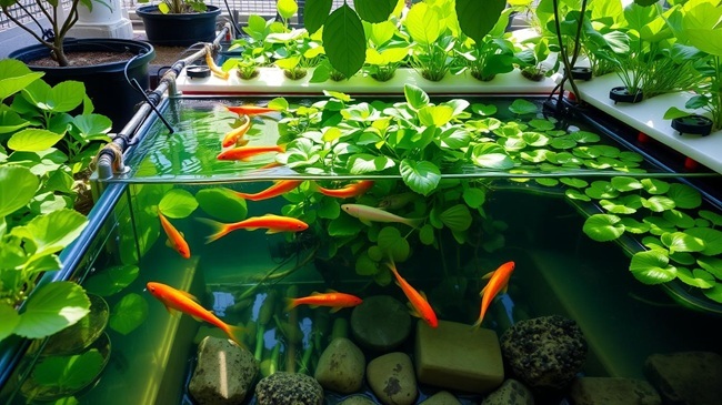 aquaponic system with fish and plants